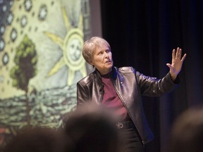 Reached for the stars. Dr. Roberta Bondar, the first Canadian female astronaut, speaks to a packed University of Windsor Alumni Auditorium on Feb. 28, 2019.
