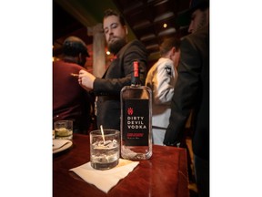 Well-known mixologist Loyd von Rose enjoying a Dirty Devil Vodka drink during the official launch of the first Quebec-made hyper-oxigenated vodka in Montreal on February 20.