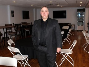 Brent DeNure, owner of Ten-Seven Cafe & Lounge in Chatham, Ont., is still angry over a long, drawn-out process he went through in order to get a building permit approved by the Municipality of Chatham-Kent to expand his business. Photo taken on Friday February 15, 2019. (Ellwood Shreve/Chatham Daily News)