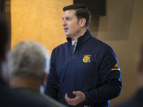 WINDSOR, ONT:. FEBRUARY 1, 2019 - New University of Windsor football coach, Jean-Paul Circelli, is introduced during a press conference in the McPherson Lounge at the University, Friday, February 1, 2019.