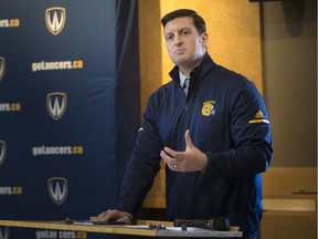 New University of Windsor Lancers head football coach Jean-Paul Circelli is introduced during a press conference in the McPherson Lounge at the university on Friday.