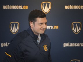 WINDSOR, ONT:. FEBRUARY 1, 2019 - New University of Windsor football coach, Jean-Paul Circelli, is introduced during a press conference in the McPherson Lounge at the University, Friday, February 1, 2019.