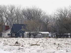 Homes near the mouth of the Thames River near Lighthouse Cove in Lakeshore stared out to an icy offshore mass on Feb. 8, 2019.