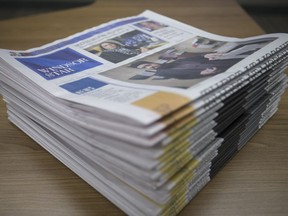 A stack of newspapers is pictured, Wednesday, February 6, 2019.