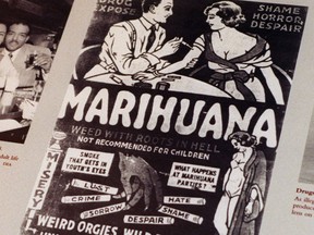 This undated file photo provided by the Drug Enforcement Administration shows a 1930s anti-marijuana movie poster as part of an exhibit at the DEA Museum and Visitors Center which opened May 10, 1999 in Arlington, Va.