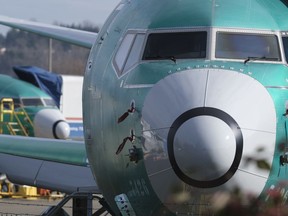 A Boeing 737 MAX 8 is pictured outside the factory on March 11, 2019 in Renton, Washington. Boeing's stock dropped today after an Ethiopian Airlines flight was the second deadly crash in six months involving the Boeing 737 Max 8, the newest version of its most popular jetliner.