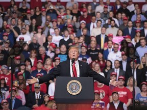 President Donald Trump speaks to supporters during a rally at the Van Andel Arena on March 28, 2019 in Grand Rapids, Michigan. Grand Rapids was the final city Trump visited during his 2016 campaign.
