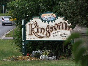 The Town of Kingsville welcome sign is seen on County Road 20 near Wigle Grove on Sept. 11, 2015.