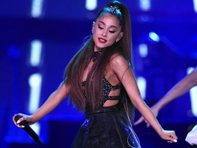 In this June 2, 2018 file photo., Ariana Grande performs at Wango Tango at Banc of California Stadium in Los Angeles.