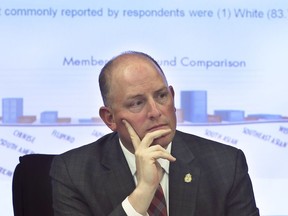 Windsor Mayor Drew Dilkens is shown during a Windsor Police Services Board meeting on Thursday, March 21, 2019.