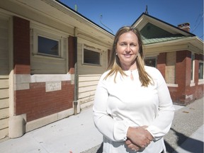 Lisa Bradt, co-owner of Bradt Butcher Block, is pictured in front of the historic Gregory house, Tuesday, March 26, 2019, which was built in 1911.  Bradt and her husband have purchased the building and are planning on opening a craft brewery.