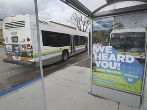 University of Windsor undergrad students have voted to support the U-Pass bus pass. A Transit Windsor bus is shown on March 22, 2019, on University Avenue in front of the school.