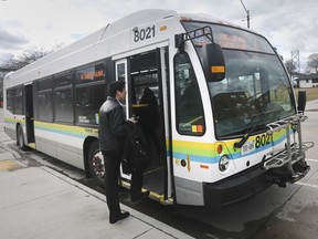 A Transit Windsor bus is pictured on University Avenue in this March 22, 2019 file photo.s