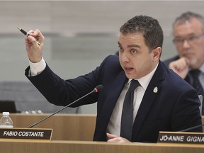 Windsor city Coun. Fabio Costante speaks during a Windsor council meeting on Monday, March 4, 2019 regarding the Transit Windsor west end terminal relocation project.