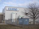 The exterior of CS Wind is seen, Wednesday, March 13, 2019. The wind turbine factory appears to have ceased production.
