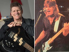 Brian Danter, lead singer and bassist of Windsor hard rock band Teaze, on March 14, 2019 (left) and in the band's promotional materials circa 1978 (right). Teaze has reunited for a "resurrection" concert on April 6, 2019, at the Olde Walkerville Theatre.