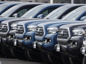 A file photo of trucks for sale.