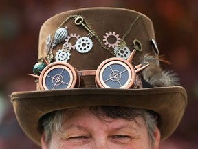 Cindy Friesen is shown with the hat she made for the Amherstburg Uncommon Festival which was held August 3 to 5 in Amherstburg. The festival is a unique steampunk and Harry Potter-themed event that will feature creative and one of a kind creations.