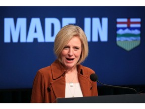 Alberta Premier Rachel Notley responds to recommendations from the National Energy Board for proceed with the Trans Mountain pipeline, at a media availability in Calgary on Feb. 22, 2019.