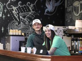 James Lucier and Bianca Oliverio have started the Spiritual Soldiers Coffee Compound. They are shown at the Erie St. E. business on March 20, 2019.