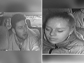 Security camera images of a male and female sought by Windsor police in the stabbing of a cab driver near the University of Windsor campus early March 16, 2019.