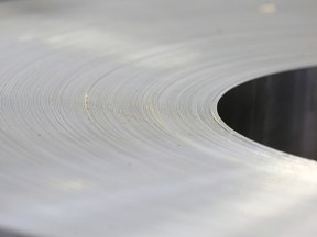 Rolled steel sits coiled at the Royal Canadian Mint Ltd. manufacturing facility in Winnipeg, Manitoba.