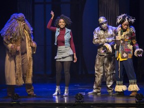 From left, Michael Rise as the Lion, Joy Mpesha as Dorothy, Joshua S. Davis as the Tin Man, and Verzell as the Scarecrow, perform in The Wiz, staged by the Arts Collective Theatre at the Capitol Theatre, Thursday, March 21, 2019.  The play was performed for students from six local schools for the International Day for the Elimination of Racial Discrimination.