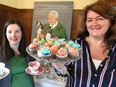 Leslie Pinto, left, and Mary Baruth welocme guests to the historic Jack Miner Home during Miner's 154th birthday celebrations on Road 3 West in Kingsville. Cupcakes and tea were served and visitors had a chance to select from a variety of Miner's vintage tea cups made in either England or Germany. Seventy-two years ago the Canadian government declared the week of Jack Miner's birth, April 10, 1865 to be National Wildlife Week to honour Miner's contribution to Canadian conservation.