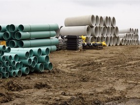 A large stockpile of sewer pipes sits ready for use in this 2011 file photo.