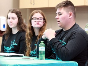 Panelists Serena David, left, Ella White and Mason Komsa, students at Sandwich Secondary School, candidly talk about learning disability (LD) with elementary school students during Self-Advocacy session of STRIVE 2019 at WFCU Centre, April 30, 2019. David, White and Komsa told their individuals stories on how they sought help and also gave younger students pointers on how to change their study habits and ways to maximize their talents by using digital technology. Komsa overcame his LD to become a student president and was captain of the school's football team. "Don't be afraid, embrace it," said Komsa.