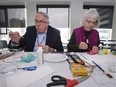 Henry Johnson and Bette-Jean Whittaker participate in an art workshop at an aging conference on Thursday, April 25, 2019 at the University of Windsor School of Social Work.