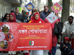 Members of the Bengali community from Windsor and Essex County parade down Ouellette Avenue Saturday, April 27, 2019 in celebration of Bangla Heritage Month.
