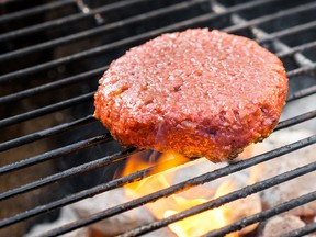 A Beyond Meat burger. The company is one of several makers of plant-based meat substitutes or lab-grown meats that have attracted high-profile backers.