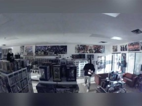 An image from a security camera at Paper Heroes comic book lounge and collectibles store at 2857 Howard Ave. in Windsor during the early morning hours of April 5, 2019.
