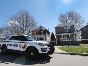 A Windsor police vehicle stationed at 3417 Cross St. in the city's west end on April 15, 2019. Police have confirmed the disappearance of Jerome Allen, 29, is now considered a homicide investigation.