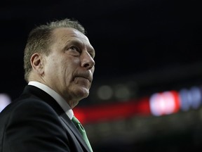 Michigan State head coach Tom Izzo watches after the team's 61-51 loss to Texas Tech in the semifinals of the Final Four NCAA college basketball tournament against Texas Tech, Saturday, April 6, 2019, in Minneapolis.