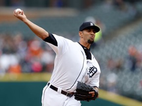 Detroit Tigers pitcher Tyson Ross throws against the Chicago White Sox in the first inning of a baseball game in Detroit, Thursday, April 18, 2019.