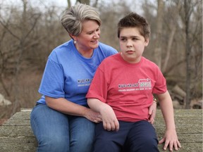 Sandy Murphy, president of Murchadha House, is pictured with her son, Joshua Murphy, 12, a child with exceptional needs, at their home, Wednesday, April 17, 2019.  Murchadha House is a charity that builds homes for people with exceptional needs.