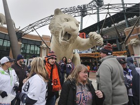 Fans gather Thursday, April 4, 2019, at the Detroit Tigers opening day at Comerica Park in Detroit.