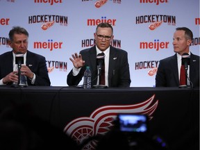 The pressure is now on Detroit Red Wings' general manager Steve Yzerman , centre, to find the perfect fit for head coach after letting Jeff Blashill go.