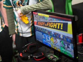 Members of St. Clair College's eSports varsity team practice playing the Nintendo Switch game Super Smash Bros. Ultimate on April 25, 2019. The college's annual video game tournament, Saints Gaming Live, happens at its SportsPlex on May 11, 2019.