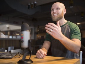 Andy Sullivan, host of the Straight Outta Windsor Podcast, interviews Windsor Star Managing Editor, Craig Pearson, in the Windsor Star News Cafe, Friday, March 22, 2019.