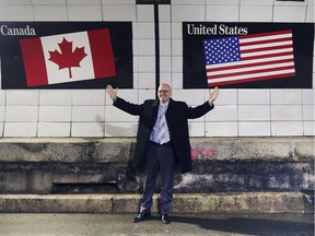 Windsor Mayor Drew Dilkens is shown at the international boundary line inside of the Windsor/Detroit tunnel on Tuesday, April 16, 2019. He was part of a ceremony to commemorate a massive fire that occurred 170 years ago on the border that required the efforts of both cities' fire departments.