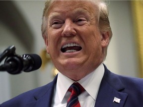 U.S. President Donald Trump speaks during a Roosevelt Room event at the White House on May 9, 2019, in Washington, DC.