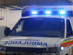 An Essex-Windsor EMS ambulance is pictured.