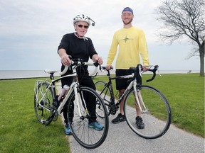 Benny Santoro and his son Quinn are planning a 2500-kilometre bike trip from Windsor to Halifax. They will be raising money for the Stigma Enigma organization which raises awareness of mental health. They are shown at the Sandpoint Beach on Sunday, May 19, 2019.