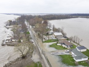 Aerial views of flooded homes on Cotterie Park Road north of Hillman Marsh are pictured Wednesday, May 1, 2019.
