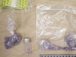 Quantities of fentanyl and carfentanil seized by Perth County OPP in February.