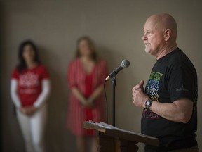 Fred Fox, brother of the late Canadian icon, Terry Fox, speaks at Notre Dame Catholic Elementary School, Monday, May 6, 2019.