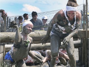 The annual Heart Breaker Challenge was held on May 25, 2019, at the Malden Park in Windsor. Hundreds took part in the event that raises funds for cardiac, stroke and pulmonary rehab programs at Hotel-Dieu Grace Healthcare. Kim Dunwoody, left, and Natalie Dennis from the Windsor CrossFit team are shown at a muddy section of the course.